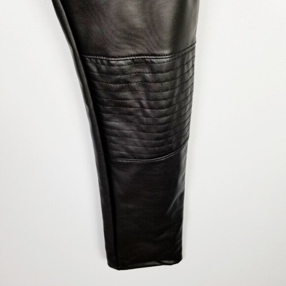 Adam Levine Skinny Faux Leather Pants Women's Medium Black Ribbed Design NEW - Picture 4 of 7